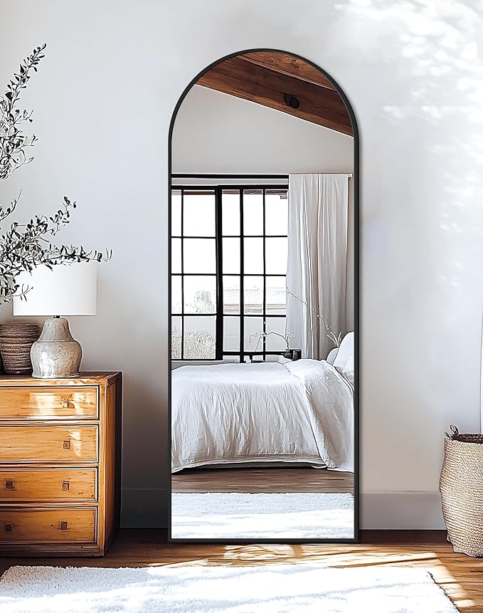 Arched Full Length Mirror, 56"x20" Gold Standing Body Mirror for Wall, with Aluminum Alloy Frame for Bedroom, Living Room, Dressing Room
