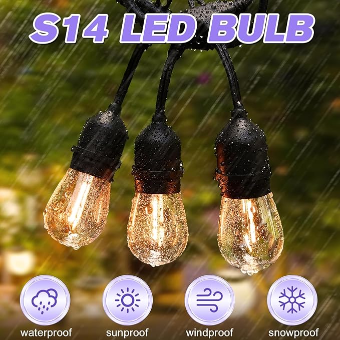 LED S14 Replacement Bulbs for String Lights, Warm White, E26 Base