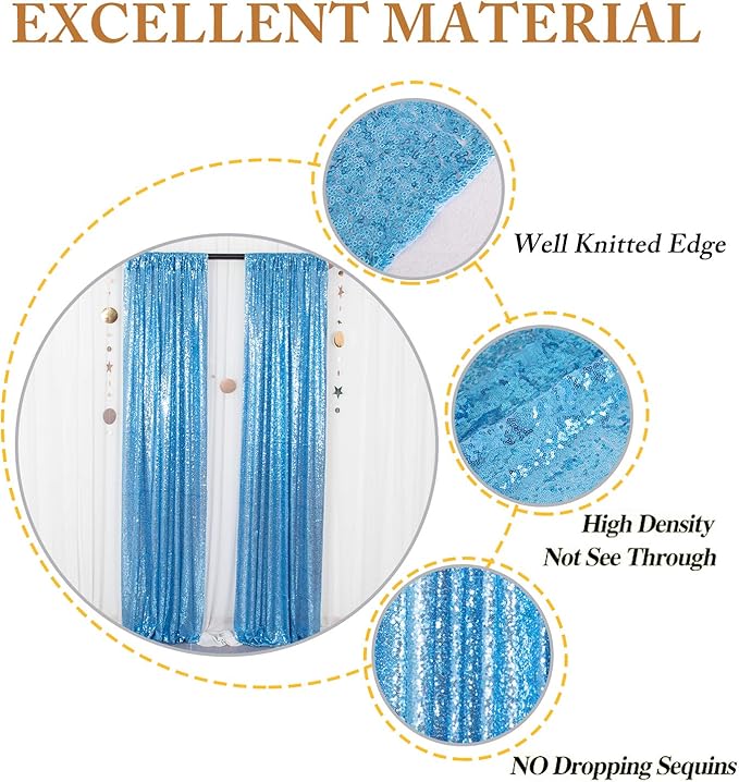 ShinyBeauty Sequin Curtains Baby Blue 2FTx8FT 4 Panels Sequin Backdrop for Photograph Shimmer Wall Light Blue Glitter Backdrop Curtains for Baby Shower Sequins Backdrop Backgrounds