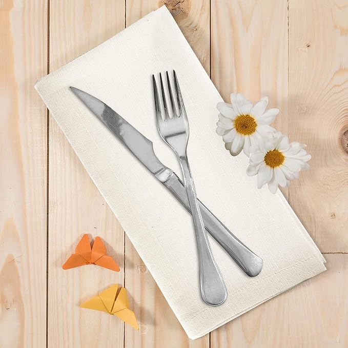 Urban Villa 12-Pack Ivory Dinner Napkins 100% Cotton Coth Napkins (20x20 Inches) Everyday Use Premium Quality Over Sized with Mitered Corners Ultra Soft Durable Hotel Quality