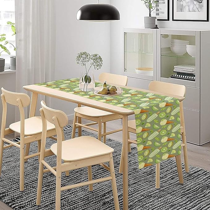 Summer Ice Cream Popsicles Table Runner, Watercolor Green Kiwi Seasonal Fruit Sweet Dessert Dinner Runner for Party Holiday Home Kitchen Dining Table Decor 13"x70"