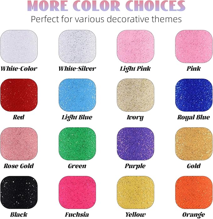 Glitter Tulle Rolls 6” by 50 Yards Sparkle Tulle Fabric Ribbon Sequin Tulle Netting Rolls for DIY Tutu Skirt Wedding Birthday Party Decoration (Pink)