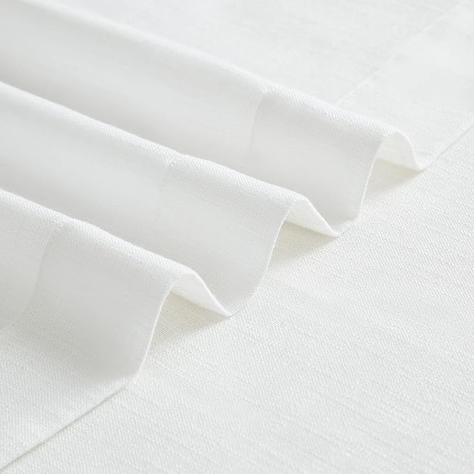 Vision Home White Pinch Pleated Semi Sheer Curtains Textured Light Filtering Window Curtains 84 inch for Living Room Bedroom Patio Rayon Blended Pinch Pleat Drapes with Hooks 1 Panel 80" Wx84 L
