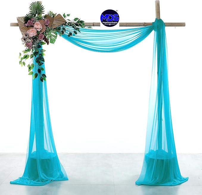 MDS Halloween Chiffon Draping Fabric - 1 Panel, 30" Wide x 20ft Long - Sheer Spooky Arbor & Canopy Drapery for Haunted House Backdrops, Party Ceilings, DIY Costumes & Themed Events - Peacock Blue
