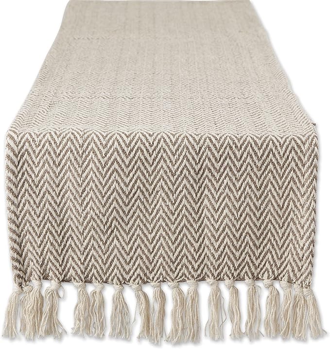 DII Woven Basic Tabletop Collection, Chevron Table Runner, 15x72, Darn Brown