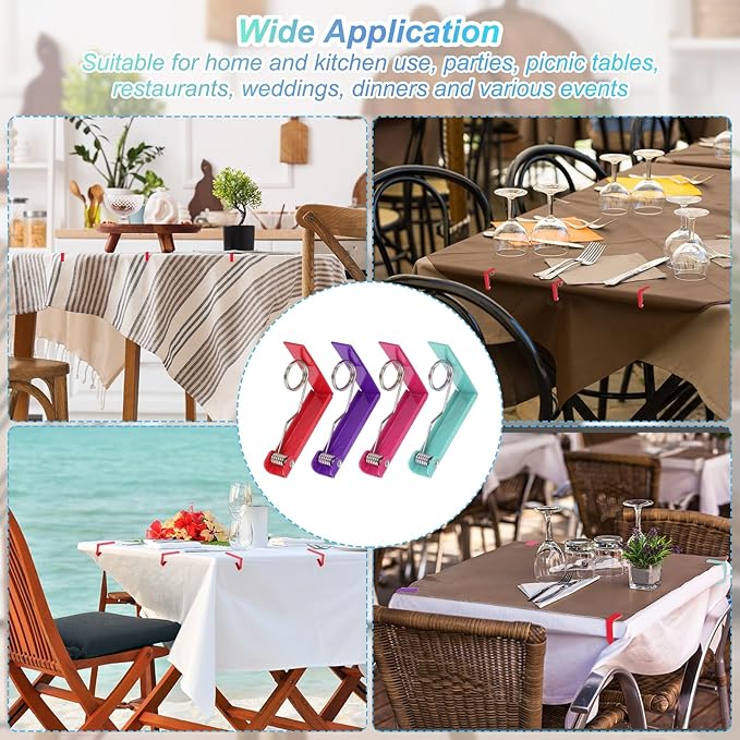 uxcell 4 Pack Tablecloth Clips, Stainless Steel Table Cloth Cover Clamps, 2.87" x 2.36" Windproof Holder Clips for Home Party Picnic Wedding Camping Dining Tables, Rose Gold
