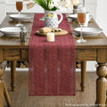 Farmhouse Woven Rustic Hollow Table Runner – Red
