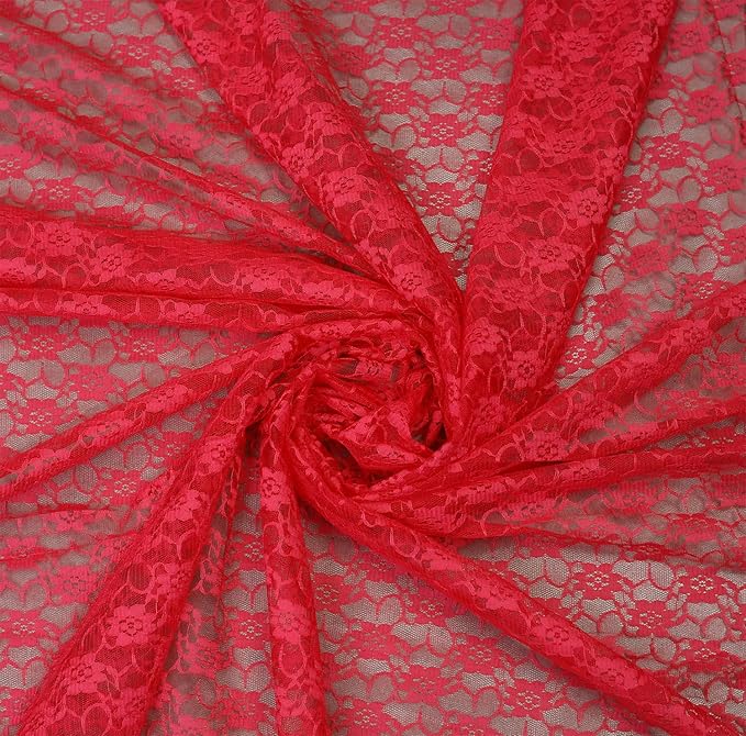 MDS Pack of 10 Wedding 12 x 108 inches Lace Table Runner for Wedding, Decorations for Birthday Parties, Banquets, Graduations, Engagements, and Runners fit Rectangle, Round Table- Red