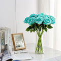 Artificial Rose Open Flower Bouquet Faux Rose Stems for Wedding, 10pcs