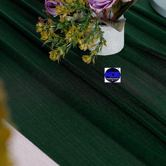 MDS 5 Pack 10ft Chiffon Table Runner 29 x 120 Inches Sheer Wedding Runner Romantic Rustic Table Runner for Wedding Decorations, Birthday Parties, Bridal Shower Party Arch Decor - Hunter Green