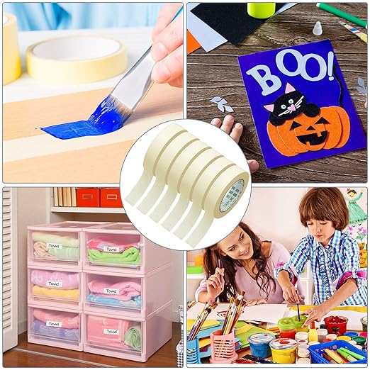 Masking Tape Bulk General Purpose Masking Painting Tape 55 Yards for Painting Home Office School Stationery Arts Crafts Basic Use, Easy Removal(45 Rolls,0.8 Inch)