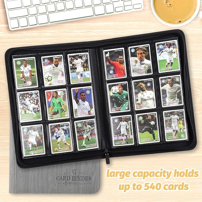 Trading Card Binder, Card Collection Binder Album Folder with 540 Side Loading Pockets, 9 Pocket Trading Card Album Folder for TGC,MTG, Baseball Cards, Yugioh grew