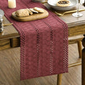Artoid Mode Red Farmhouse Woven Rustic Hollow Table Runner, Seasonal Holiday Hollow Kitchen Dining Table Decoration for Home Party Decor 12x60 Inch