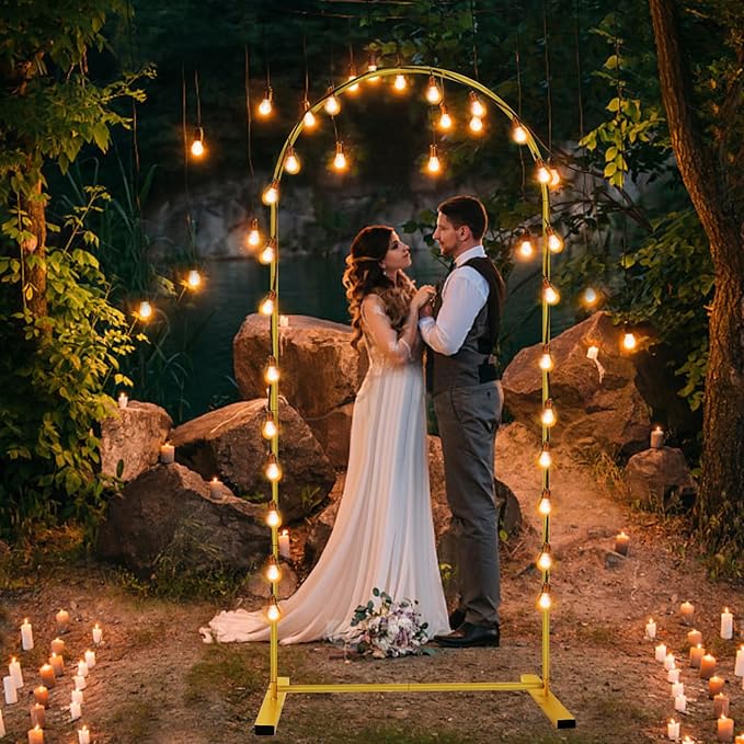 Arch Backdrop Stand, Golden Aluminum Frame, 6 Ft Tall for Events