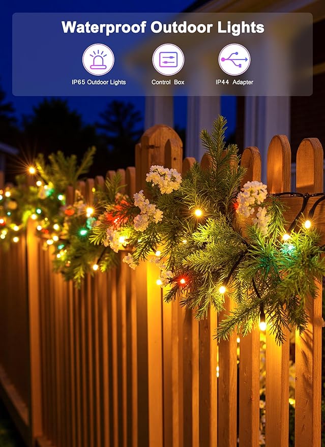 Indoor String Lights, 600 LED, 198 FT RGB Color Changing with App and Remote