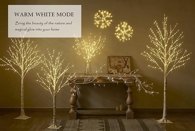 LITBLOOM Lighted Birch Branches Battery Operated with 8 Functions 30IN 100 Multi Color and Warm White Lights for Christmas Holiday Party Decoration Indoor Outdoor