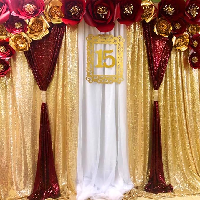 JYFLZQ Burgundy Sequin Backdrop Curtains 6ft x 8ft 1 Panel Glitter Photo Booth Backdrops Sparkly Photography Background Drapes for Parties Wedding Bridal Showers