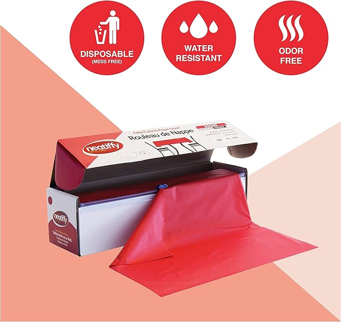 Tablecover Roll, Red Plastic, 54 x 1296 Inches, Disposable