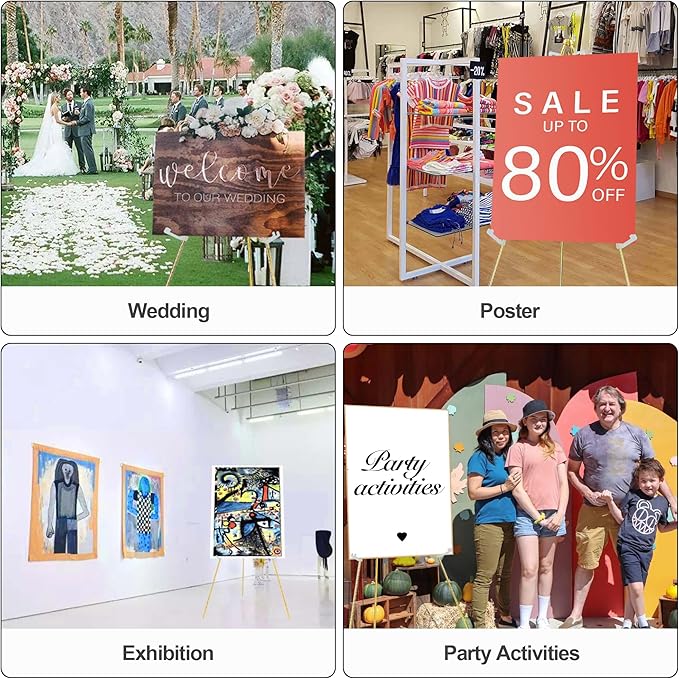 Easel Sign Stand, 63-Inch Gold Metal Adjustable Display Easel