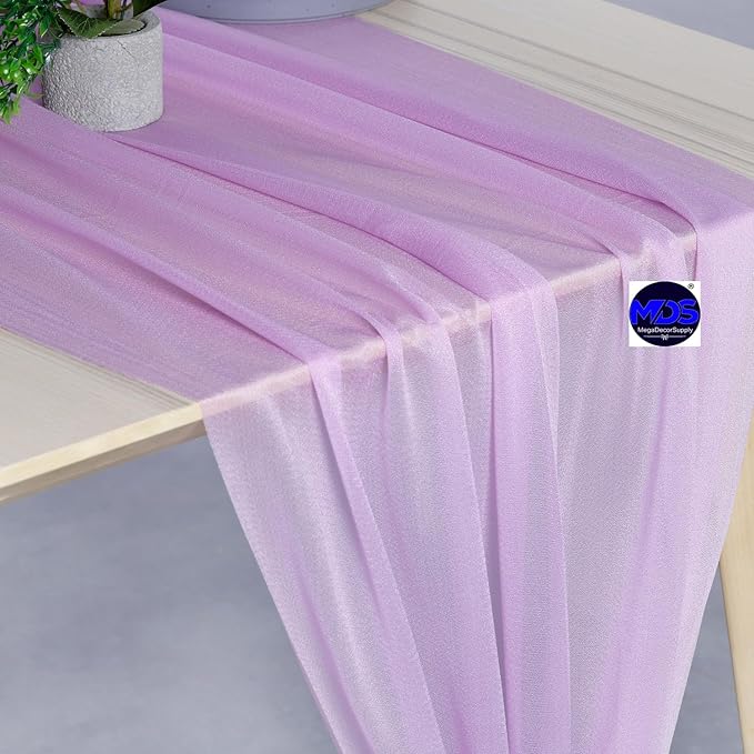 MDS Halloween Chiffon Table Runner - 12 Pack, 29 x 170 Inches, 14ft Each - Sheer Spooky Table Runners for Haunted House Parties, Trick-or-Treat Tables, Witchy Décor, Wedding & Events - Orchid