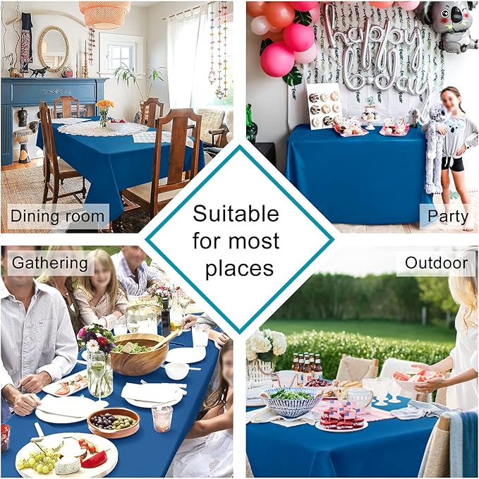 Hiasan Royal Blue Tablecloth Square - Waterproof and Washable Fabric Table Cloth for Card Tables, 54 x 54 Inch