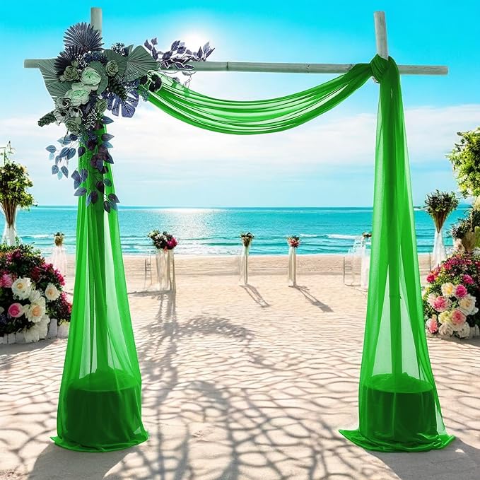MDS Halloween Chiffon Draping Fabric - 1 Panel, 30" Wide x 100ft Long - Sheer Spooky Arbor & Canopy Drapery for Haunted House Backdrops, Party Ceilings, DIY Costumes & Themed Events - Green