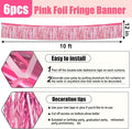 10 Feet Foil Fringe Garland Metallic Tinsel Streamers, 6 Pack – Pink