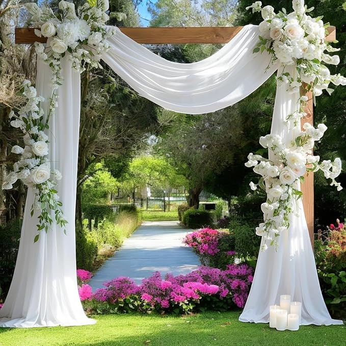 MDS Halloween Chiffon Draping Fabric - 1 Panel, 30" Wide x 20ft Long - Sheer Spooky Arbor & Canopy Drapery for Haunted House Backdrops, Party Ceilings, DIY Costumes & Themed Events - White