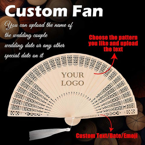 10 PCS Custom Fans Personalized Folding Fans for Line Dancing Wooden Hand Fan Wedding Favors Bulk Fans for Guests Party Event Use (Style16)