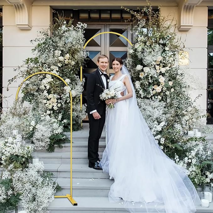 Arch Backdrop Stand, Golden Aluminum Frame, 6 Ft Tall for Events