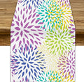 Purple Flowers Table Runner, Chrysanthemum Dahlia Vintage Modern Colorful Spring Summer Elegant Table Runner for Party Kitchen Dining Living Room Laundry Room Decor, 13x60 Inch