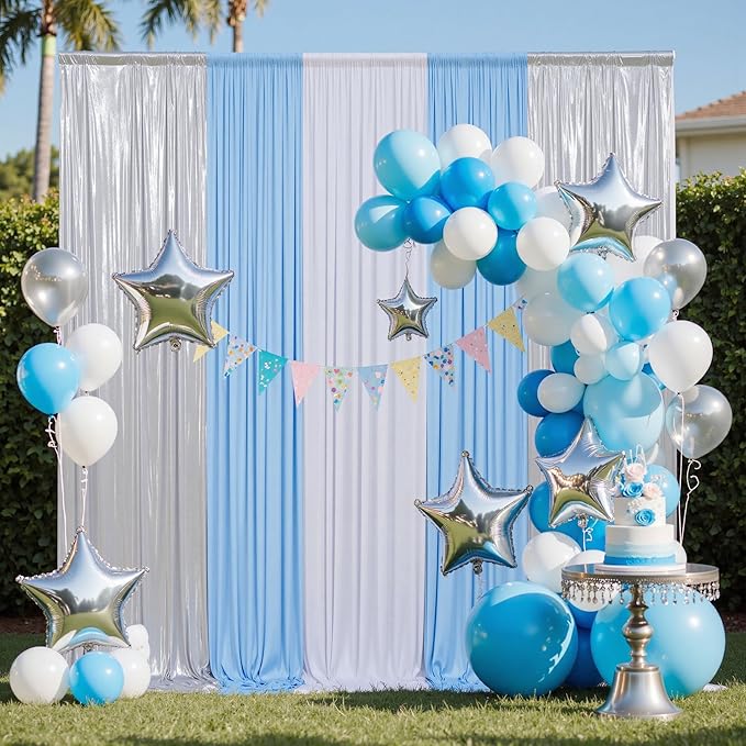 10x10FT Silver Sequin Backdrop - 2 Panels 5x10FT Wrinkle-Free Glitter Drapes for Weddings, Parties & Events