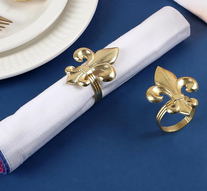 Napkin Rings Set of 12 in Brushed Gold Aluminum, Semicircle Shape