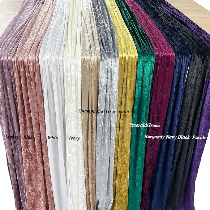 Luxurious Crushed Velvet Table Runner, Wedding Reception Decorations, Soft Velvet Fabric, Table Linen Overlay, Wedding Table Runners (Navy, 12X108 inch)