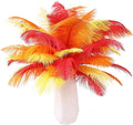 THARAHT Red Orange Yellow Ostrich Feathers 12pcs Natural Bulk 8-10Inch 20cm-25cm for Crafts Wedding Party Centerpieces Halloween and Home Decoration Feathers