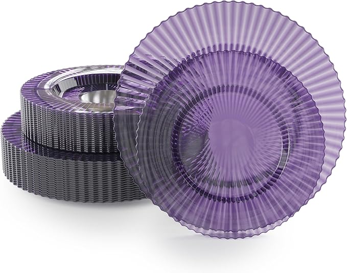 Plastic Party Plates in Purple, 40 Count, 9 and 11 Inch