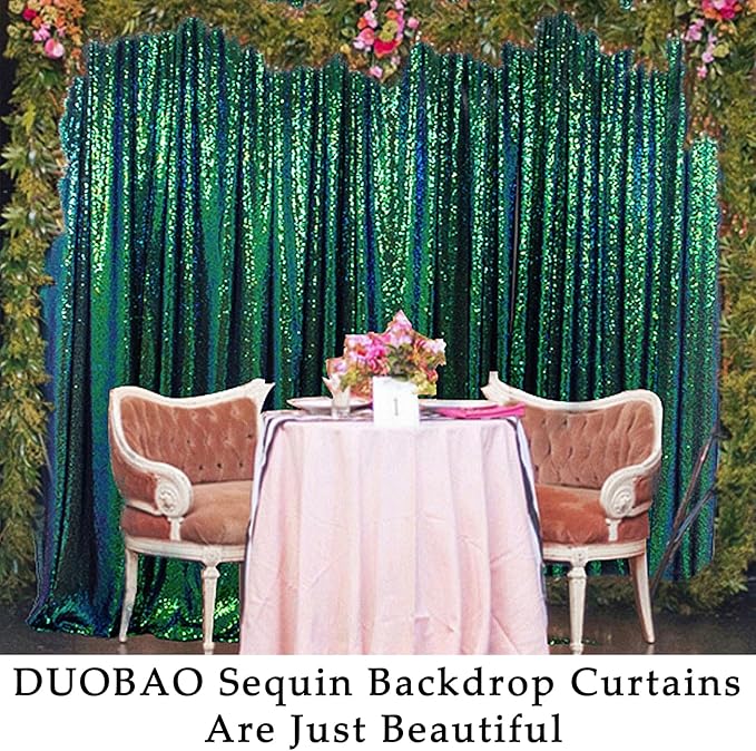 Sequin Backdrop Curtain 10x10 Ft Colorful Green 1 Panel Party Decor