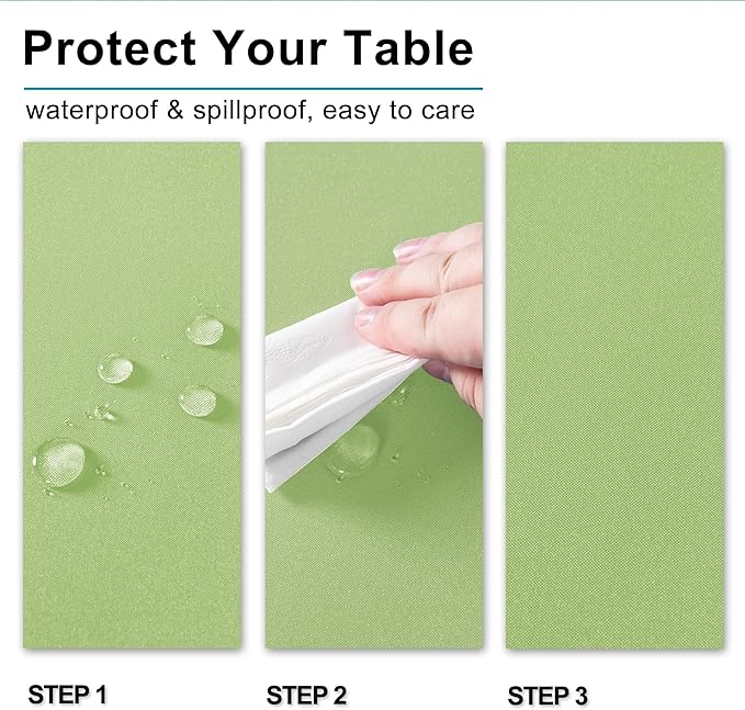 Hiasan Light Sage Rectangle Tablecloth - Waterproof Spillproof and Wrinkle Resistant Washable Polyester Table Cloth for Dining Party, 52 x 70 inch