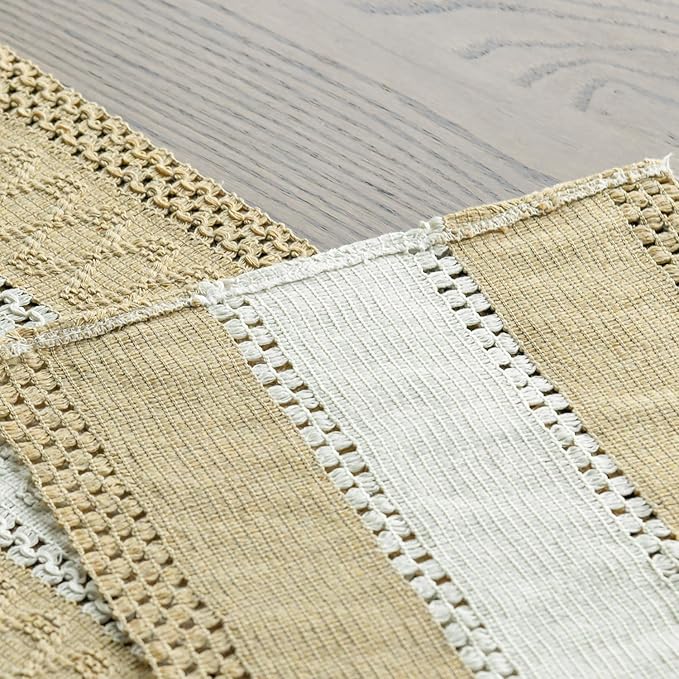 Artoid Mode Burlap Brown Farmhouse Rustic Table Runner, Seasonal Hollow Kitchen Dining Table Decoration for Home Party Decor 12x108 Inch