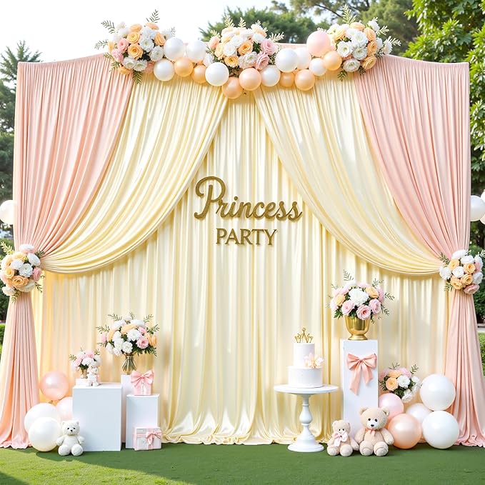 10x10 ft Champagne Glitter Backdrop Curtain for Parties, Wrinkle Free Glitter Photo Backdrop Drapes 2 Panels 5x10FT Shimmer Back Drop Cloth for Wedding Birthday Stage Photography Background Decor