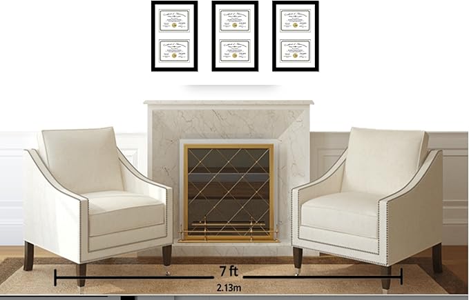 Creative Picture Frames 14X20Bk-W Black Vertical Double Diploma Frame With 2 Opening White Mat, Holds 2-8.5X11-Inch Documents With Wall Hanger