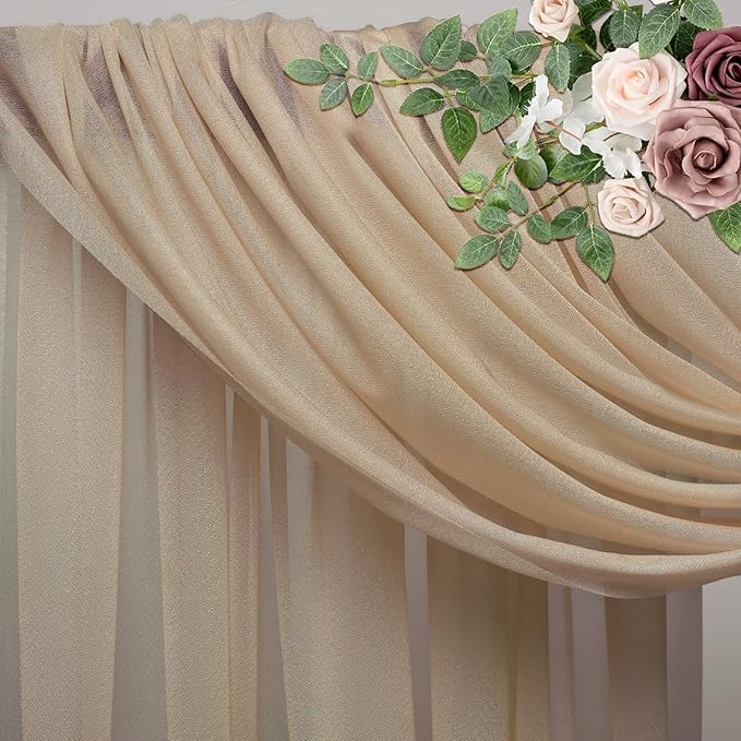 Wedding Arch Draping Fabric 1 Panel 28.7" x 20FT Nude Sheer Chiffon Backdrop Drapes for Wedding Ceremony Birthday Party Bridal Shower Outdoor Decoration