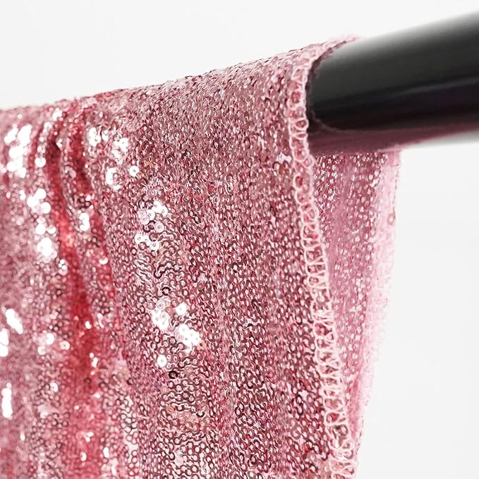 Poise3EHome 8FT x 8FT Sequin Photography Backdrop Curtain for Party Decoration, Fuchsia Pink
