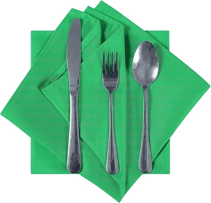 Cloth Napkins 20x20 inch Washable Polyester Dinner Napkins Soft Table Napkins for Wedding Party Dining Banquet(Emerald,12PCS)