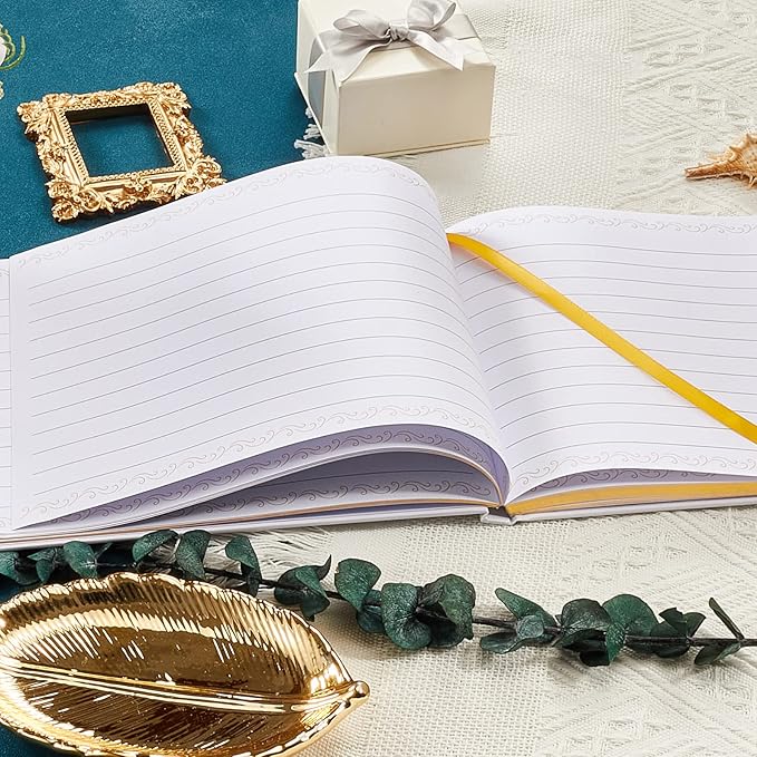 Guest Book with Gold Foil Cover, 120 Lined Pages, Hardcover