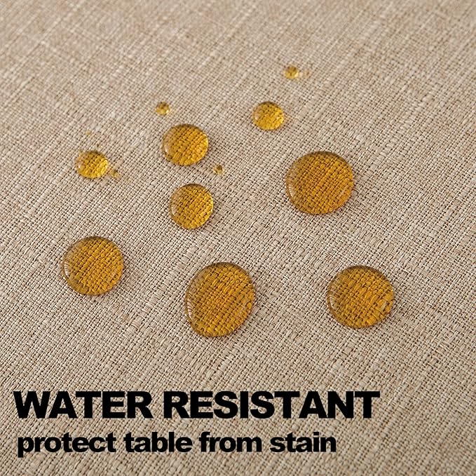 NLMUVW Linen Table Cloth Rectangle 6ft, Burlap Tablecloth Rectangular Tan Dining Table Cover Water Resistant for Kitchen Party Cafe, 54 x 78 Inch