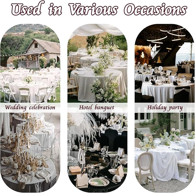 KKJIAF 1 Pack 108 Inch Round Table Cloth, Burgundy Overlay Round Satin Table Cover, Silky Satin Dining Tablecloths for Wedding Buffet Parties Banquet Decoration