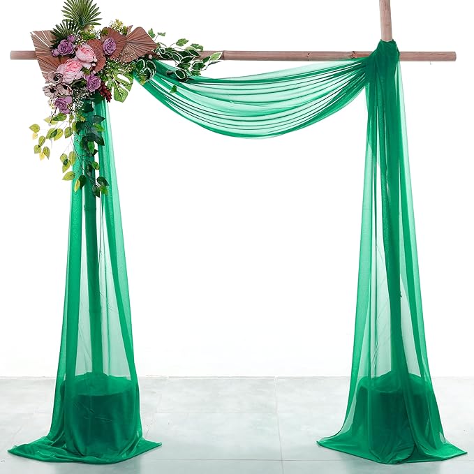 Fabric Panels: 4 Pack Emerald Sheer Chiffon, 30 In x 20 Ft