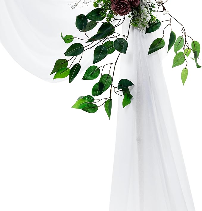 Fabric Panel: White Sheer Chiffon, 30 In x 40 Ft Wedding Drape