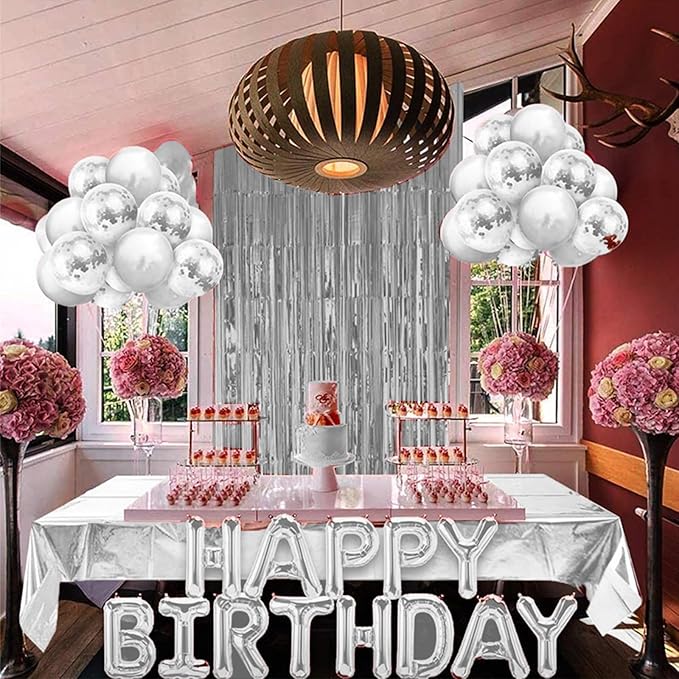 Silver Foil Fringe Curtain 3.3×8.3FT 2 Packs, Metallic Tinsel Curtains Party Streamers for Birthday Graduation Baby Shower Decoration (2pcs,3.3FT×8.3FT, Silver)